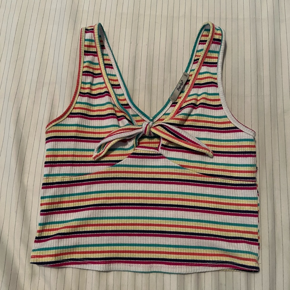 Papaya Keyhole Cropped Tank Top